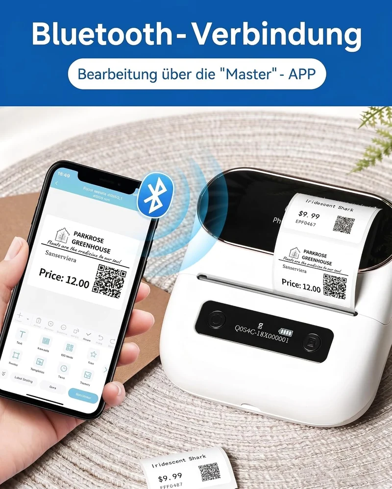 Phomemo M220 Tragbarer Bluetooth-Thermodrucker für Geschäftsetiketten