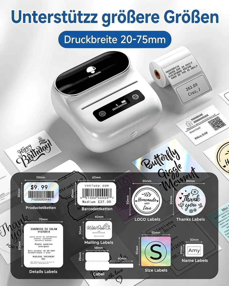 Phomemo M220 Tragbarer Bluetooth-Thermodrucker für Geschäftsetiketten