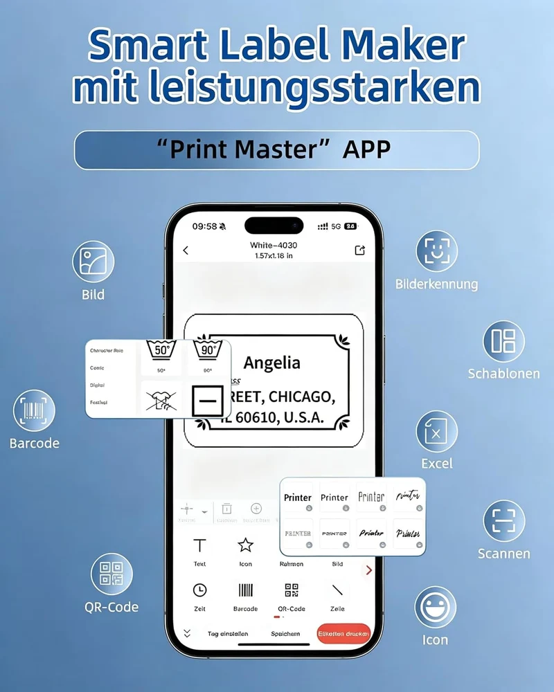 Phomemo M220 Tragbarer Bluetooth-Thermodrucker für Geschäftsetiketten