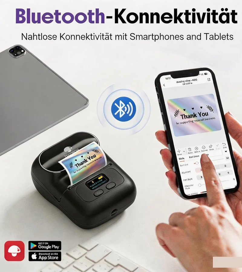 Phomemo M110 – Tragbarer Bluetooth-Thermodrucker für Geschäftsetiketten
