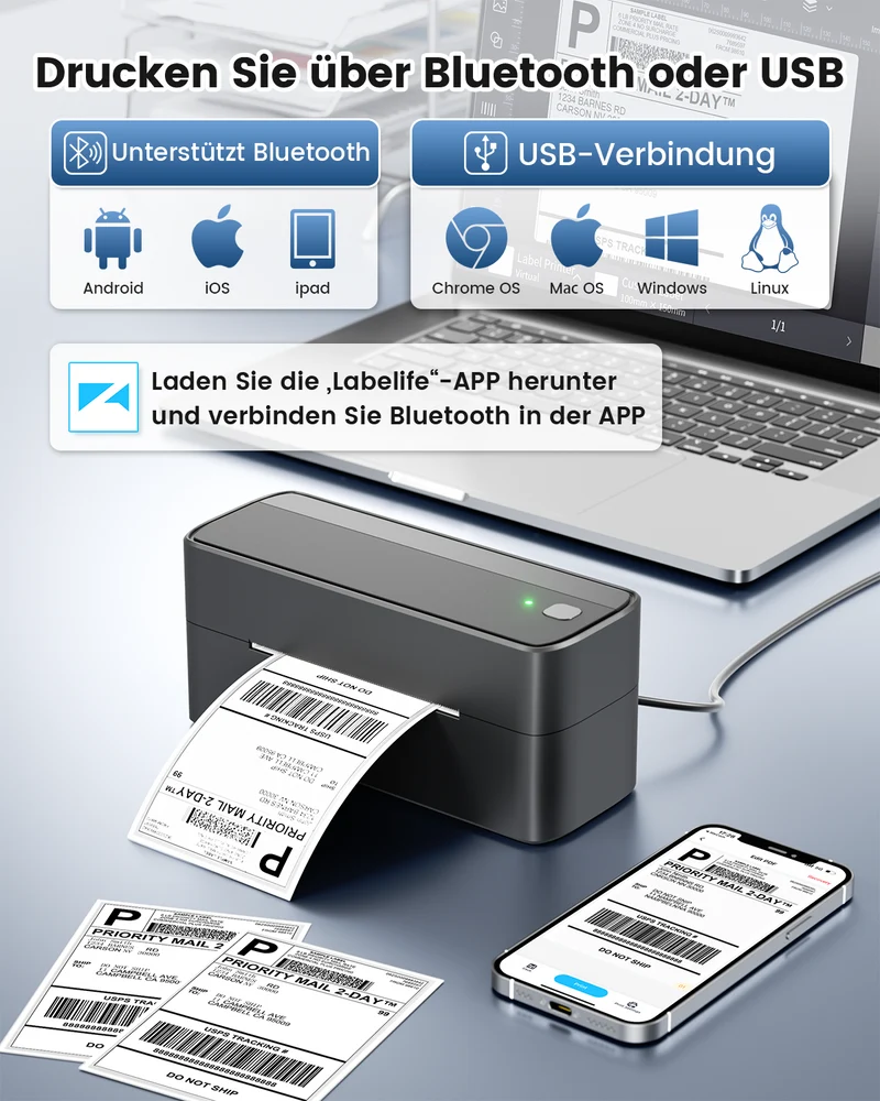 Phomemo PM241-BT Bluetooth-Versandetikettendrucker