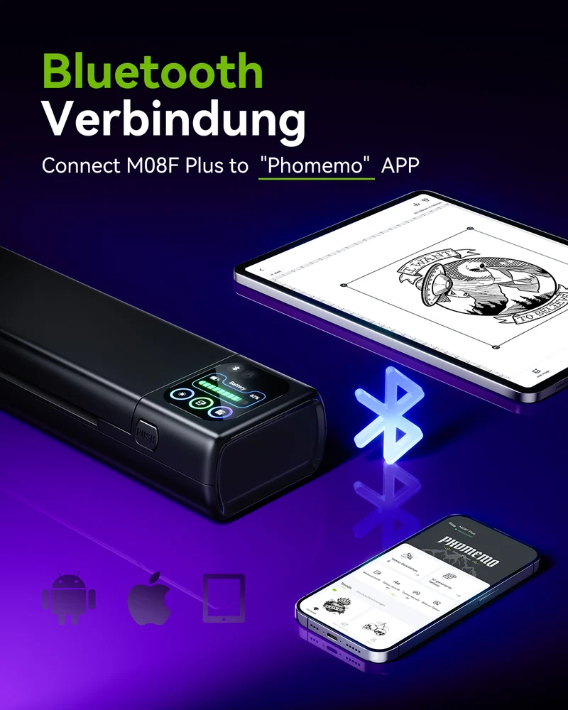Phomemo M08F Plus kabelloser Tattoo-Schablonendrucker mit Touchscreen
