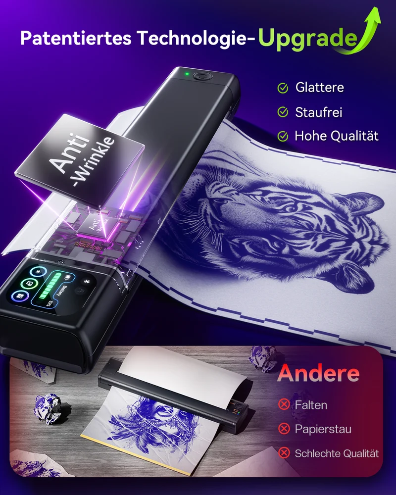 Phomemo M08F Plus kabelloser Tattoo-Schablonendrucker mit Touchscreen