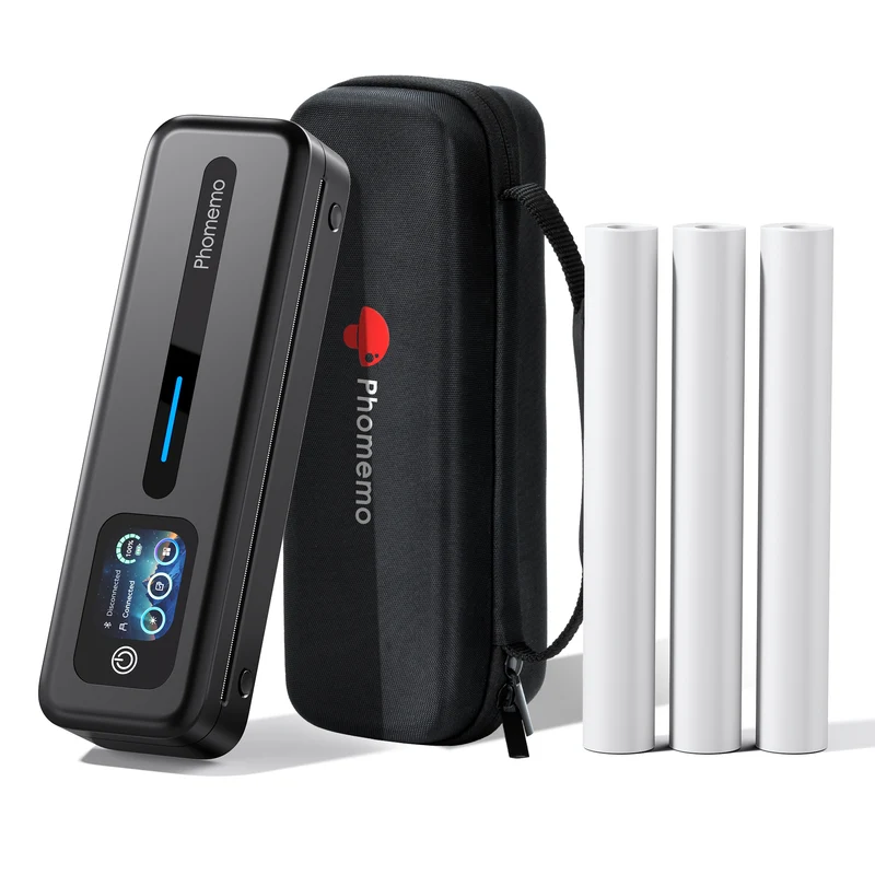 Phomemo M832D Portable Thermal Printer, A4 Touchscreen Bluetooth Inkless Printer for Home, 300dpi Mobile Printers Compatible with Phone & Laptop, Includes Carrying Case & 3 Rolls A4 Size Thermal Paper