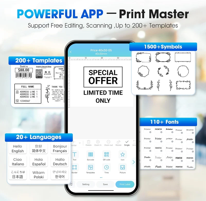 Phomemo M250 Bluetooth Portable Thermal Business Label Maker
