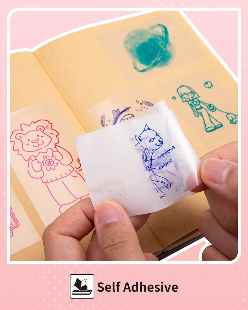 Phomemo Thermal Transparent Sticker Paper | 50mm For T02/M02X | Rose/Blue/Green 3 Rolls