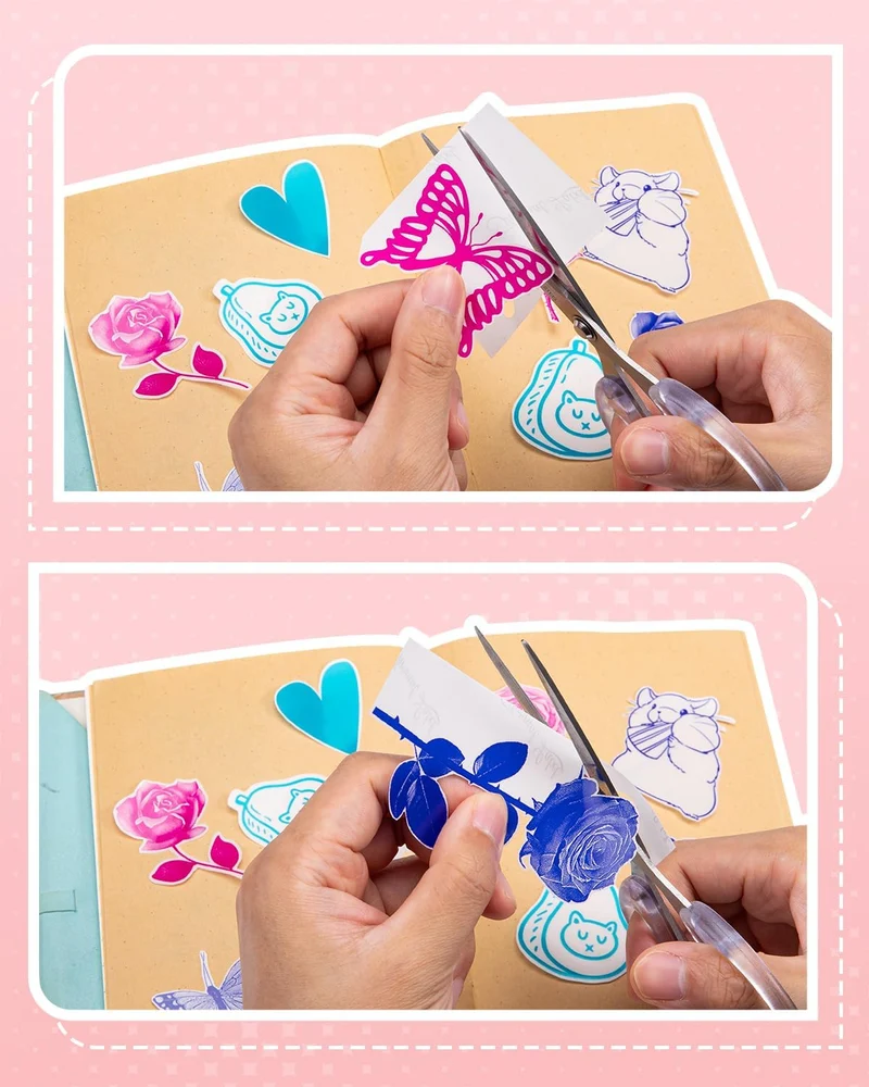 Phomemo Thermal Transparent Sticker Paper | 50mm For T02/M02X | Rose/Blue/Green 3 Rolls