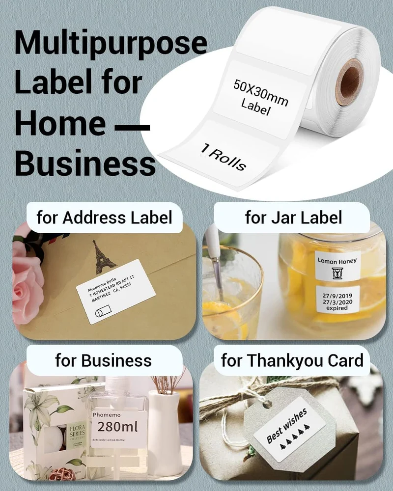 Phomemo 50×30mm White Thermal Label For M110/M120/M220/M200/M221/M150