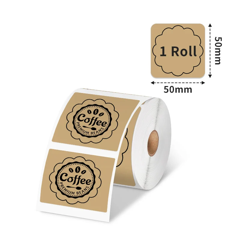 Phomemo 50×50mm Round Kraft Brown Thermal Label For M110/M120/M200/M220/M221/M150