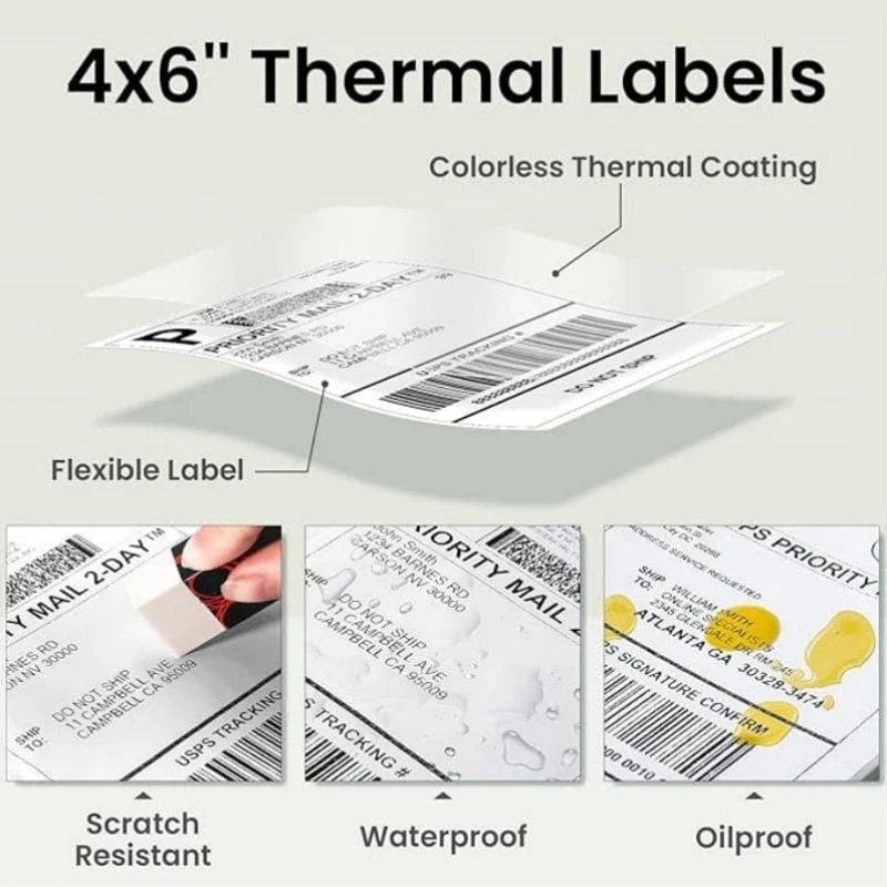 Phomemo 4"x6" Sticker Label for Shipping Label Printer (250 Labels/Roll)