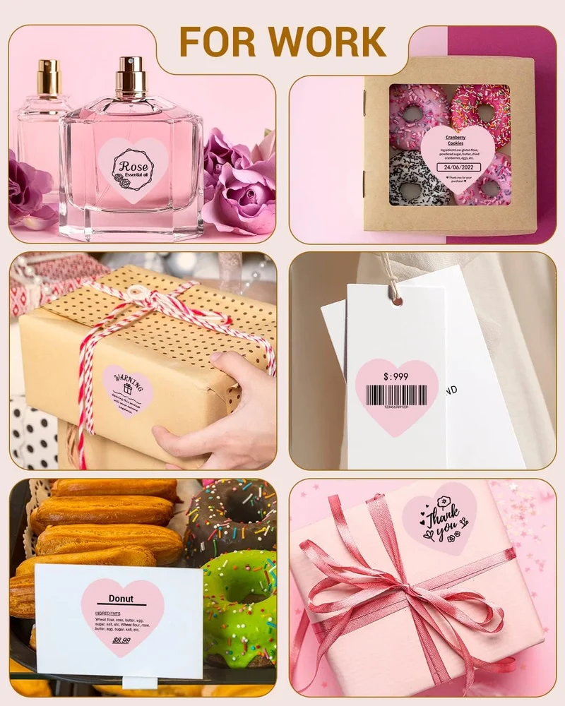 Phomemo 💘3" Pink Heart Thermal Labels for Shipping Label Printer