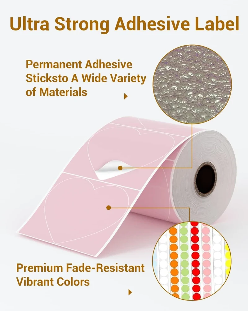 Phomemo 💘3" Pink Heart Thermal Labels for Shipping Label Printer