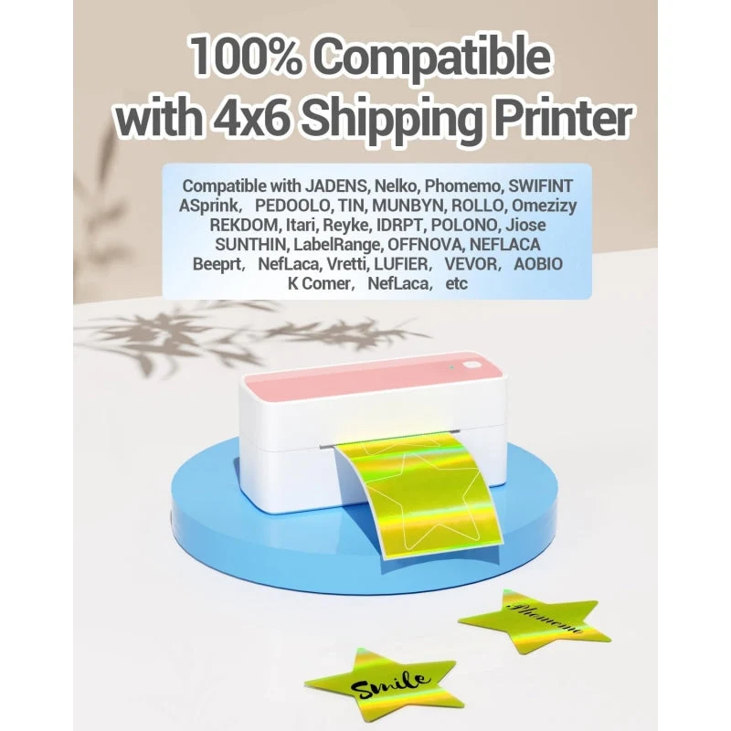 Phomemo 3" Golden Star Thermal Holographic Sticker for Shipping Label Printer