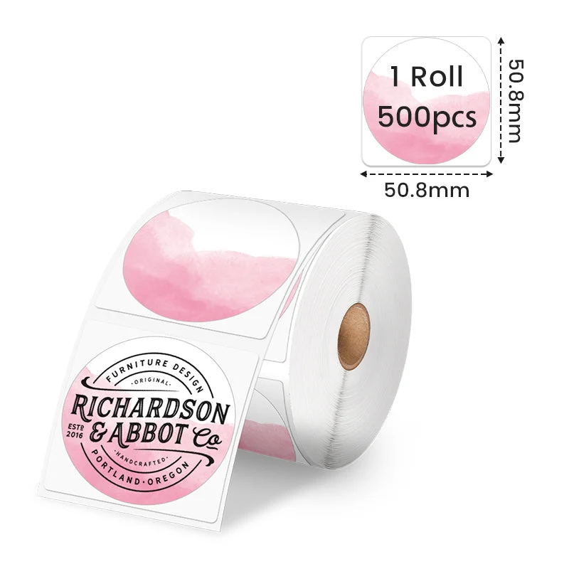 Phomemo 2" Pink Round Thermal Label Sticker for Shipping Label Printer