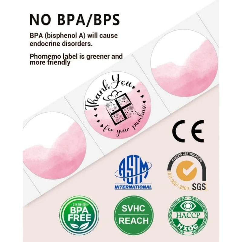 Phomemo 2" Pink Round Thermal Label Sticker for Shipping Label Printer