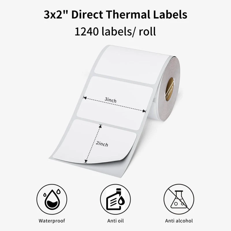 Phomemo 3"x2" 1240PCS Direct Thermal Shipping Labels