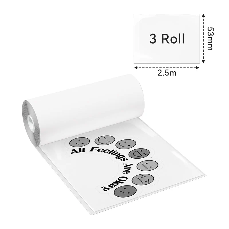 Phomemo 53mm Semi-Transparent Sticker Thermal Paper for M02/M02S/M02Pro/M03/M03AS/M04S/M04AS/M832 3 Rolls