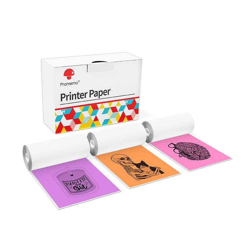 Phomemo 53mm Purple/Rose-Red/Orange Sticker 20-Year-Lasting Thermal Paper for M02/M02S/M02Pro/M03/M03AS/M04S/M04AS/M832 3 Rolls