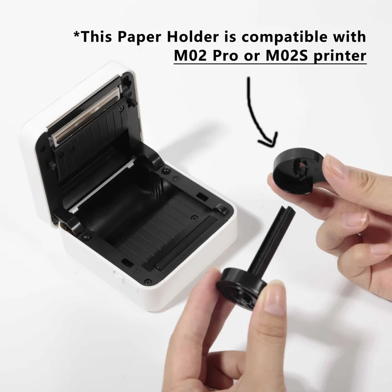 Phomemo Paper Holder Set for Phomemo M02 Pro & M02S Printer with 53mm White Sticker 2-Year-Lasting Paper 3 Rolls
