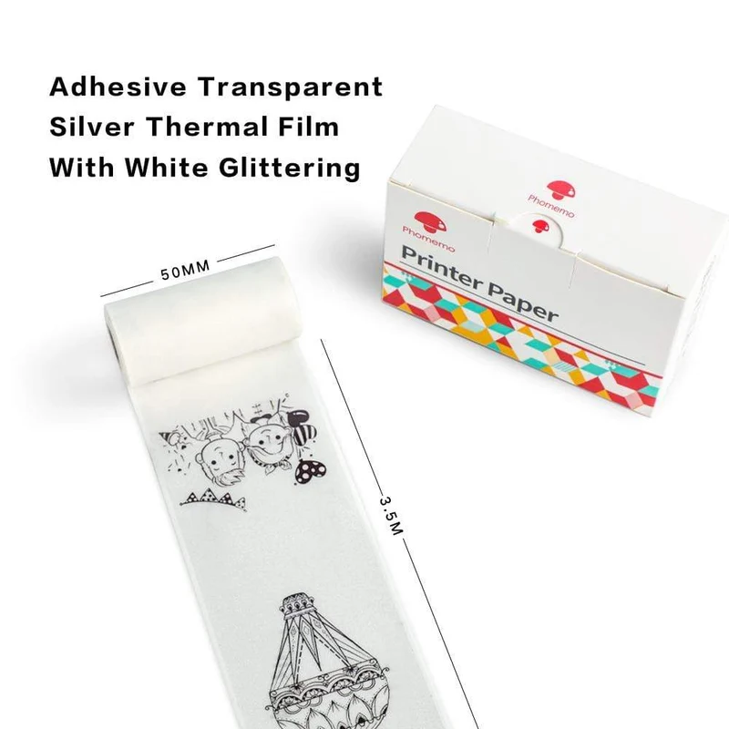Phomemo 53mm Silver Sparkle Sticker Thermal Paper for M02/M02S/M02Pro/M03/M03AS/M04S/M04AS/M832 3 Rolls