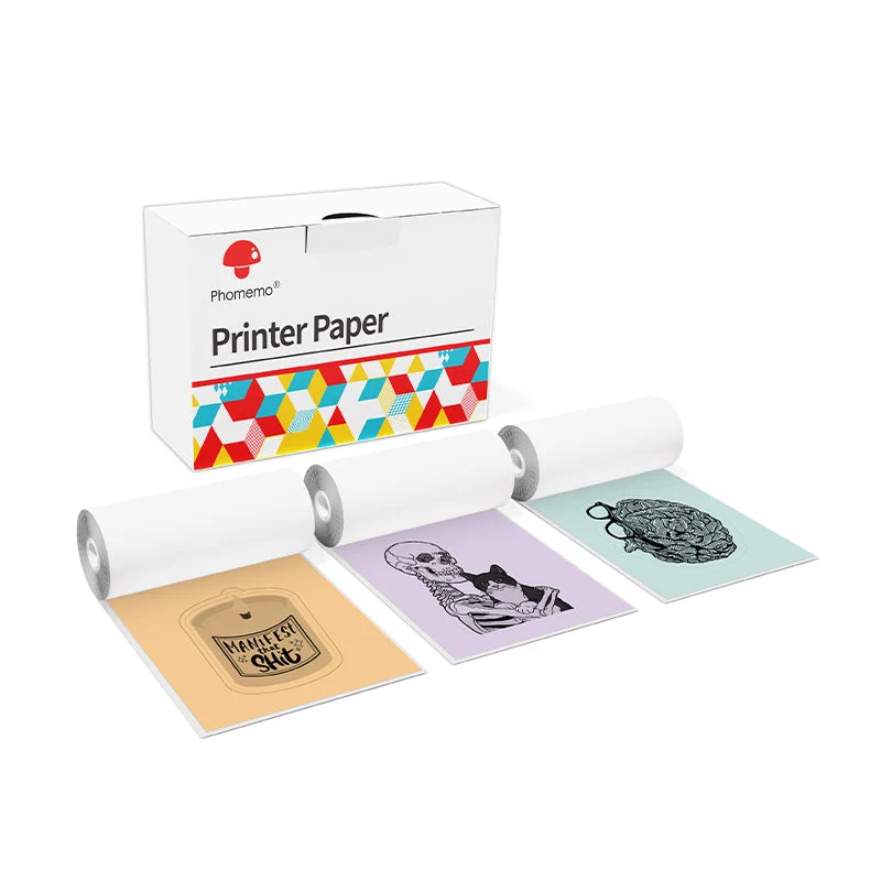 Phomemo 53mm Green/Orange/Purple Sticker 20-Year-Lasting Thermal Paper for M02/M02S/M02Pro/M03/M03AS/M04S/M04AS/M832 3 Rolls