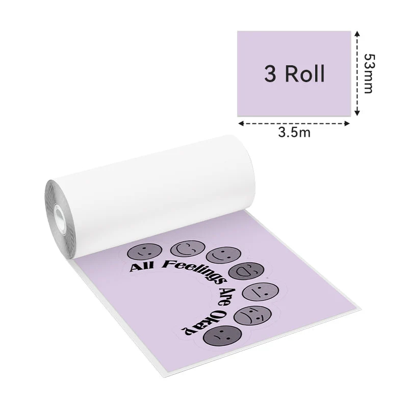 Phomemo 53mm Green/Orange/Purple Sticker 20-Year-Lasting Thermal Paper for M02/M02S/M02Pro/M03/M03AS/M04S/M04AS/M832 3 Rolls