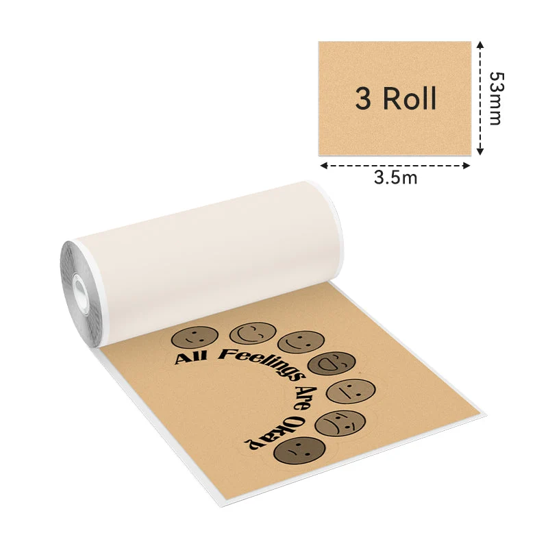 Phomemo 53mm White/Transparent/Gold Sticker Thermal Paper for M02/M02S/M02Pro/M03/M03AS/M04S/M04AS/M832 3 Rolls