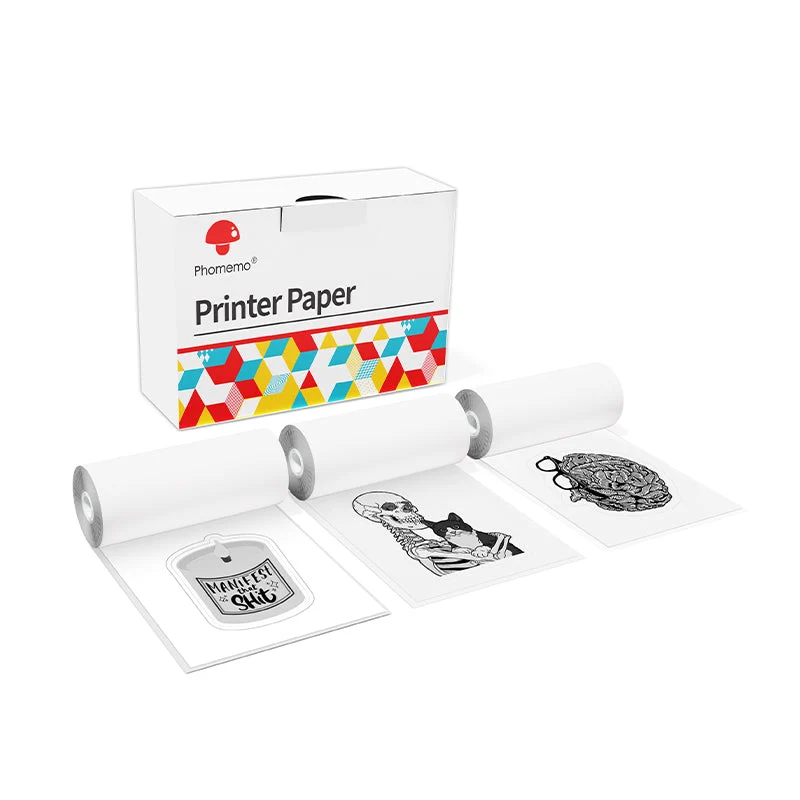 Phomemo 53mm White/Semi-transparent/Transparent Sticker Thermal Paper for M02/M02S/M02Pro/M03/M03AS/M04S/M04AS/M832 3 Rolls