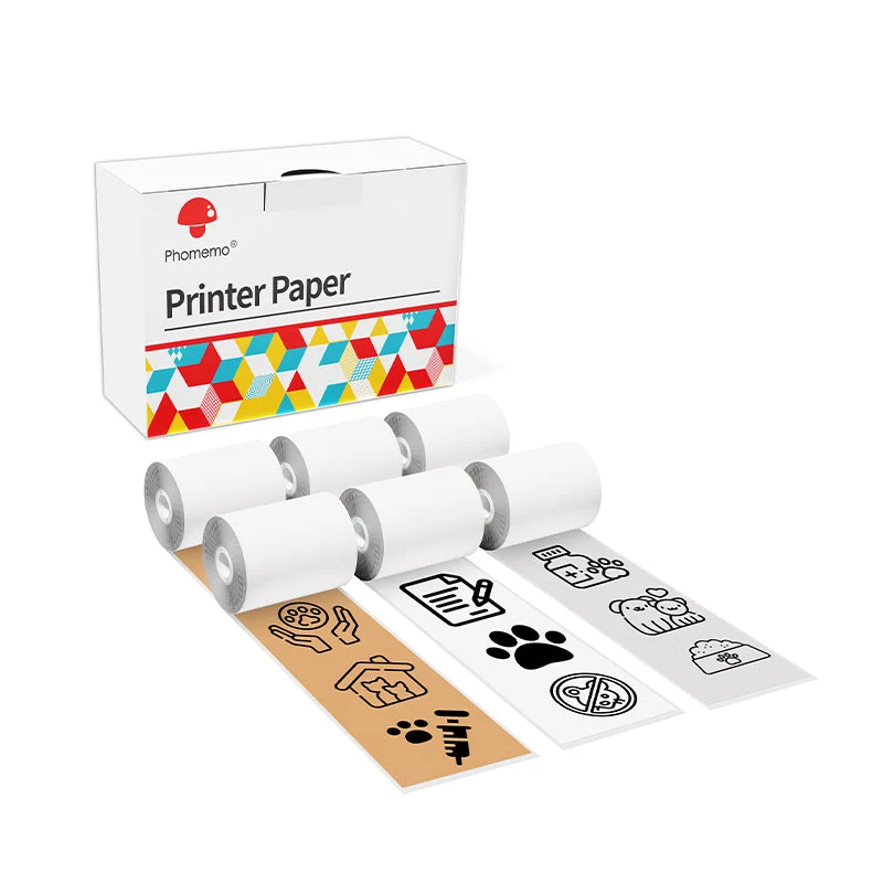 Phomemo 25mm Transparent Sticker Gold Sparkle/Silver Sparkle/Semi-Transparent Small Size Thermal Paper for M02 Pro/M02S 6 Rolls