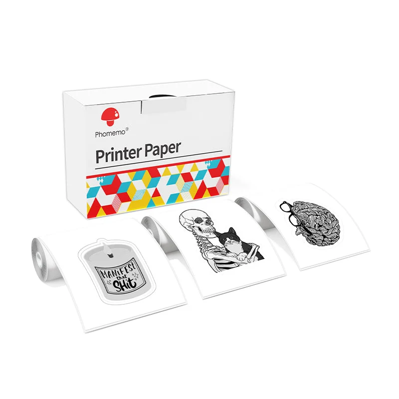 Phomemo 53mm White Non-Adhesive 10-Year-Lasting Thermal Paper for T02/M02X/M832 3 Rolls