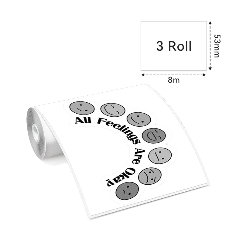 Phomemo 53mm White Non-Adhesive 10-Year-Lasting Thermal Paper for T02/M02X/M832 3 Rolls