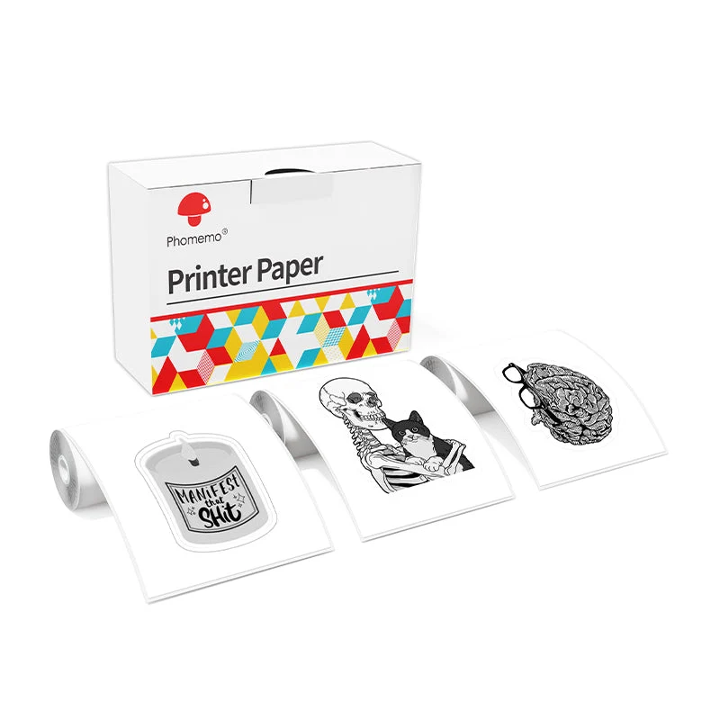 Phomemo 53mm White Sticker 10-Year-Lasting Thermal Paper for T02/M02X/M832 3 Rolls
