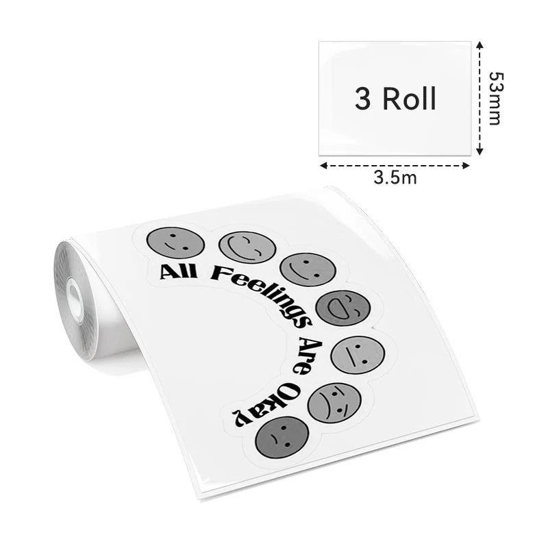 Phomemo 53mm Transparent Sticker Long-Lasting Thermal Paper for T02 & M832 3 Rolls