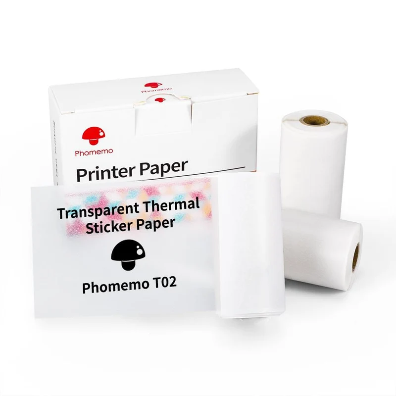 Phomemo 53mm Transparent Sticker Long-Lasting Thermal Paper for T02 & M832 3 Rolls