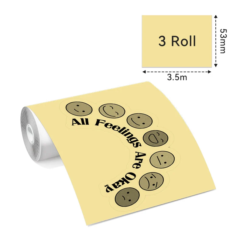Phomemo 53mm Yellow/Blue/Pink Non-Adhesive 5-Year-Lasting Thermal Paper for T02/M02X/M832 3 Rolls