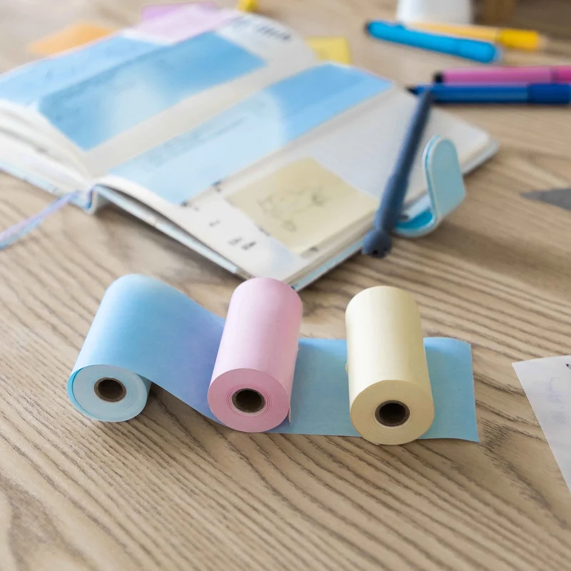 Phomemo 53mm Yellow/Blue/Pink Non-Adhesive 5-Year-Lasting Thermal Paper for T02/M02X/M832 3 Rolls
