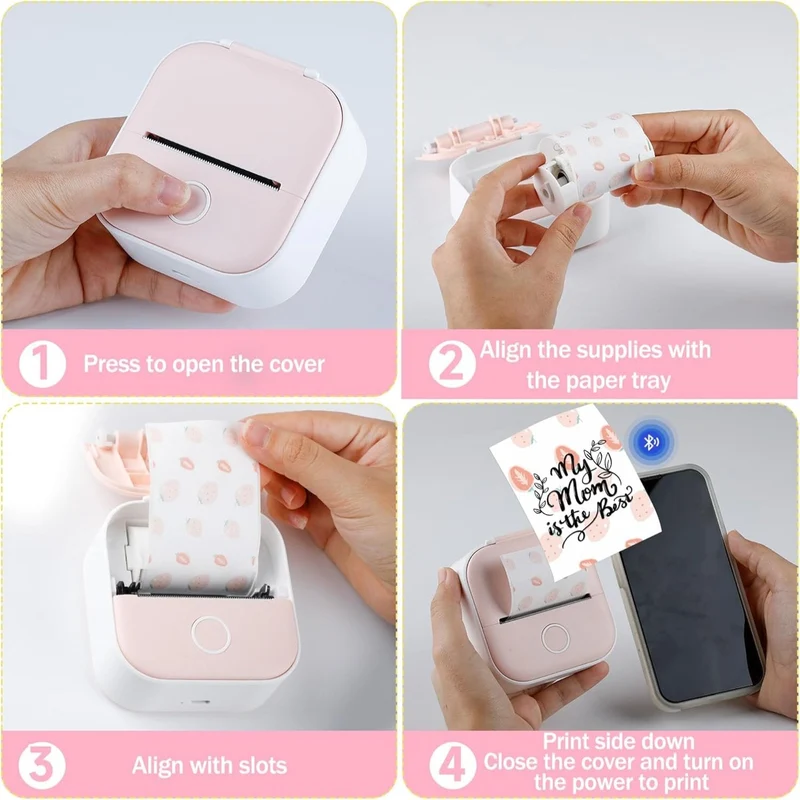 Phomemo 53mm Pattern Sticker 20-Year-Lasting Strawberry Milk Thermal Paper for T02/M02X/M832 3 Rolls