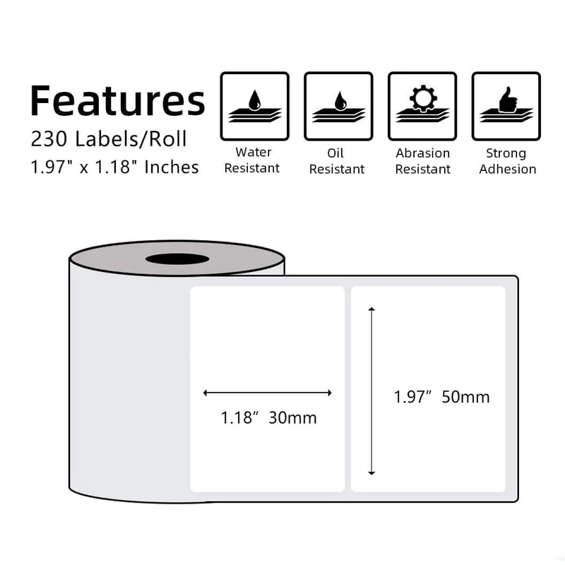 Phomemo 50×30mm White Thermal Label for M110/M220/M150/M120/M200/M221-3 Roll