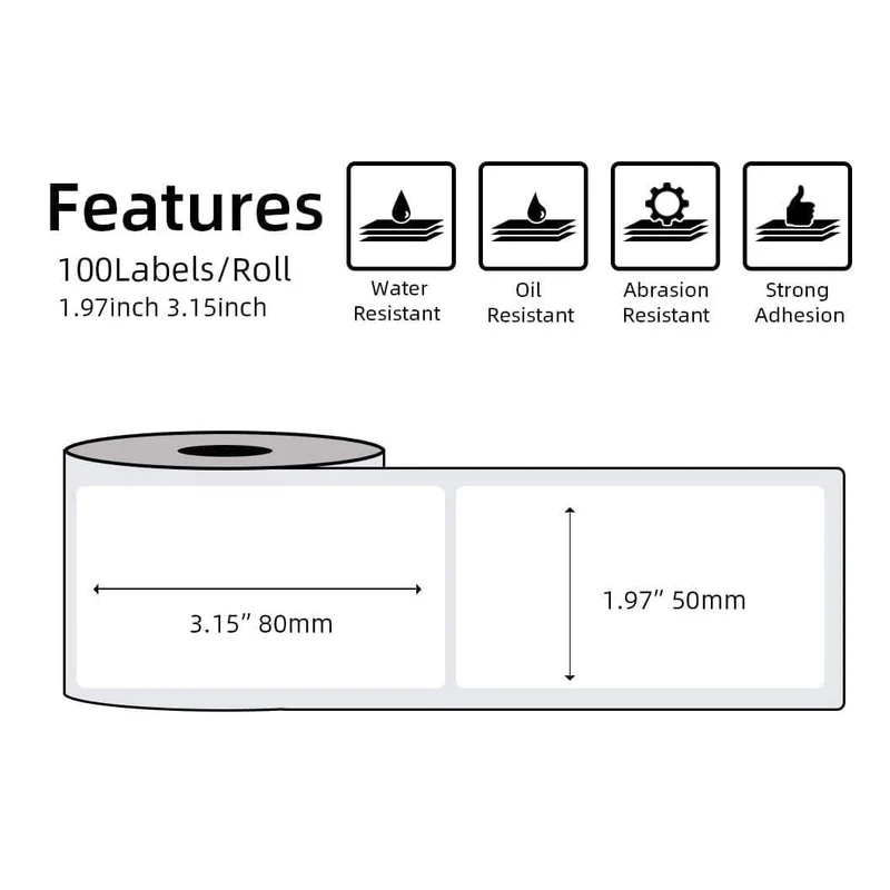 Phomemo 50×80mm White Thermal Label For M110/M120/M200/M220/M221/M150