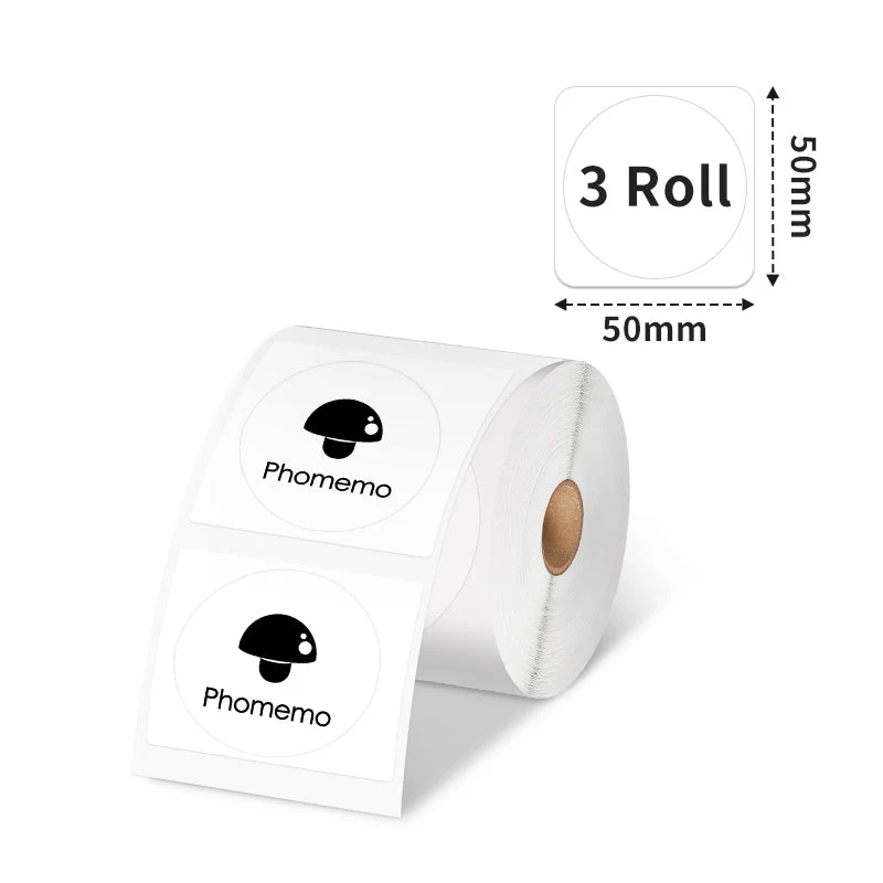 Phomemo 50×50mm Round White Thermal Labels for M110/M220/M150/M120/M200/M221-3 Roll