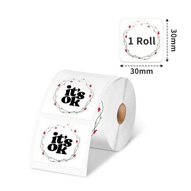 Phomemo 30×30mm Round Abstract Pattern Thermal Label for M110/M150/M120/M221M200/M220-1 Roll