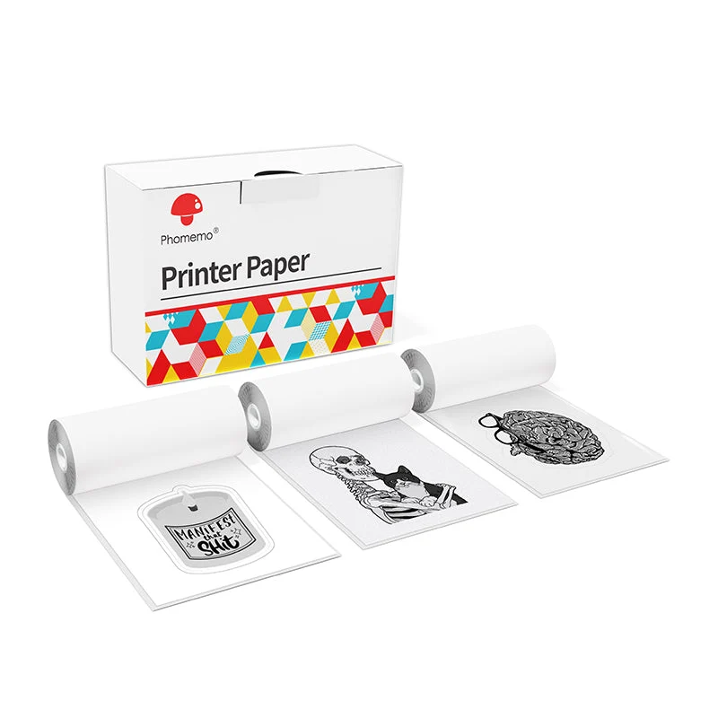Phomemo 53mm White/Transparent/Silver Sticker Thermal Paper for M02/M02S/M02Pro/M03/M03AS/M04S/M04AS/M832 3 Rolls