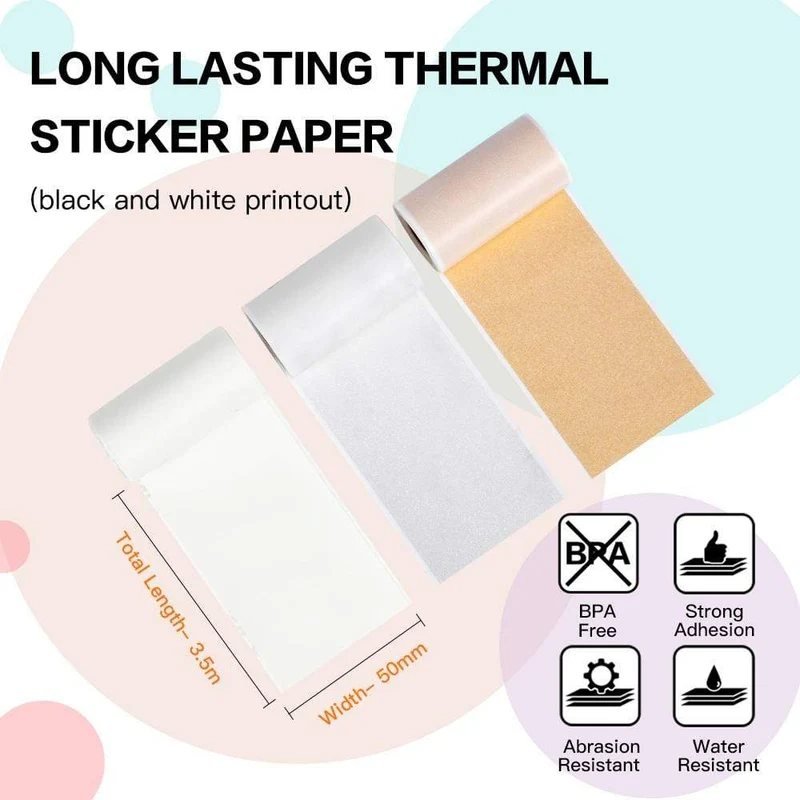 Phomemo 53mm Glitter/Transparent/Gold Sticker Thermal Paper for M02/M02S/M02Pro/M03/M03AS/M04S/M04AS/M832 3 Rolls