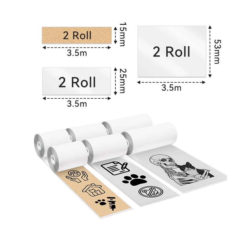 Phomemo Mixed 53/25/15mm Sticker Thermal Paper for M02 Pro/M02S Printer 6 Rolls