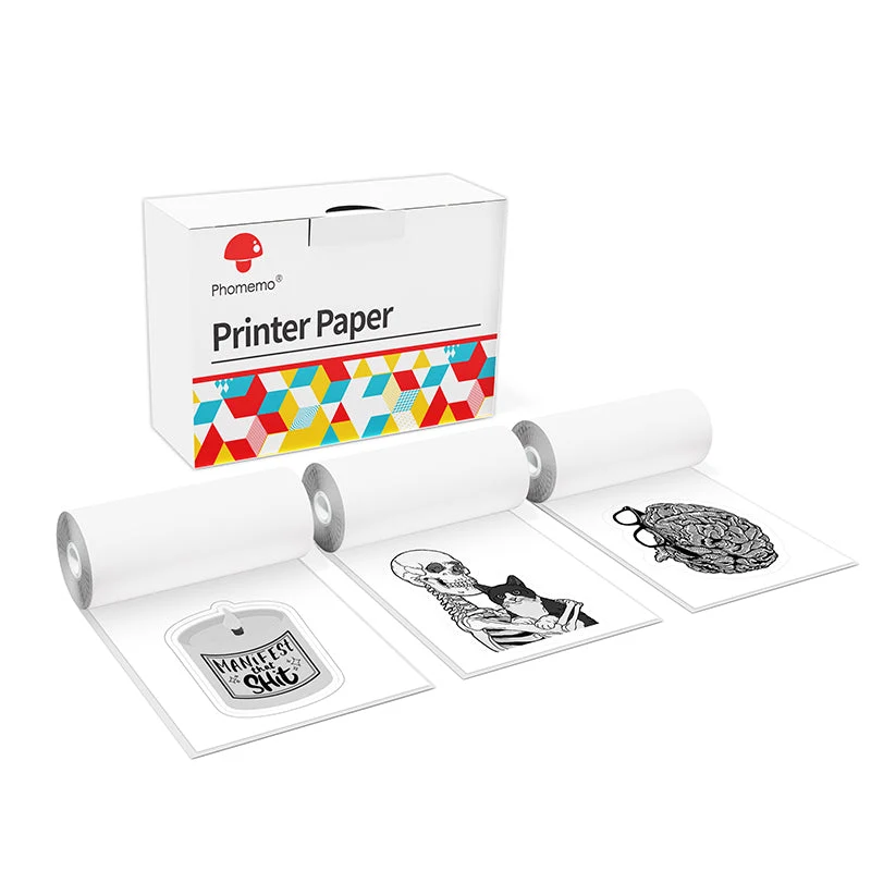 Phomemo 80mm Black on White Sticker 2-Year Long-Lasting Thermal Paper for M03/M03AS/M04S/M04AS/M832/P3M 3 Rolls