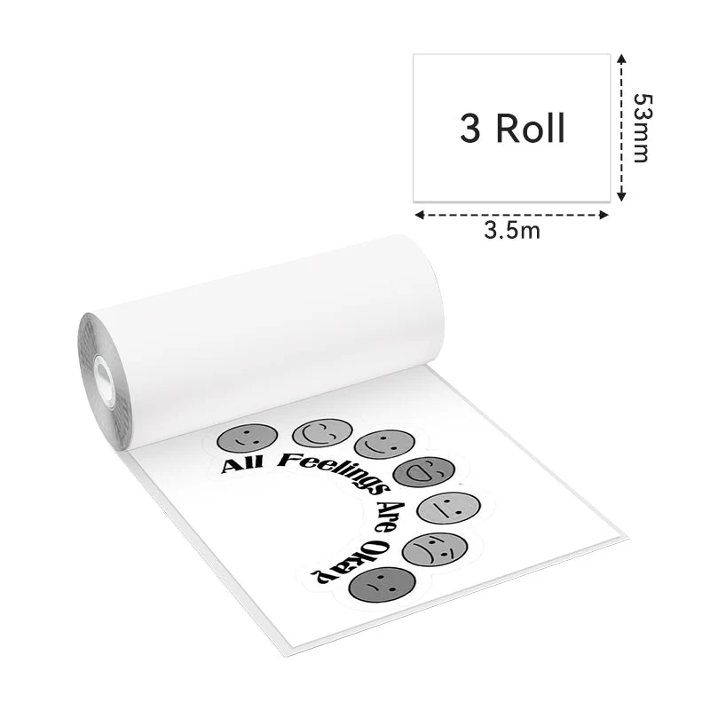 Phomemo 80mm White Sticker 10-Year-Lasting Thermal Paper for M03/M03AS/M04S/M04AS/M832/P3M 3 Rolls