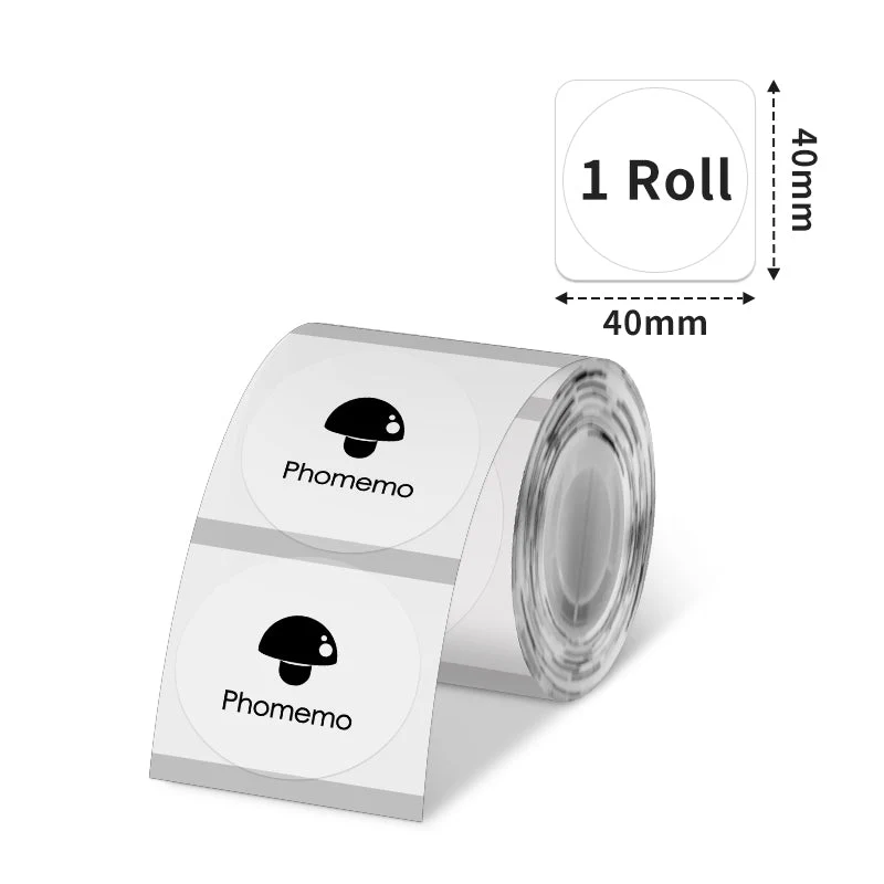 Phomemo 40×40mm Clear Round Label for M200/M220/M120/M110/M221/M150 Label Maker