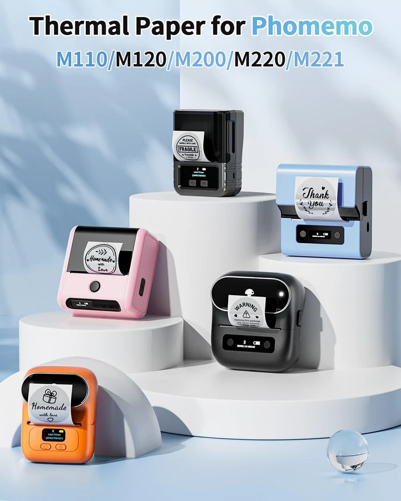 Phomemo 40×40mm Clear Round Label for M200/M220/M120/M110/M221/M150 Label Maker