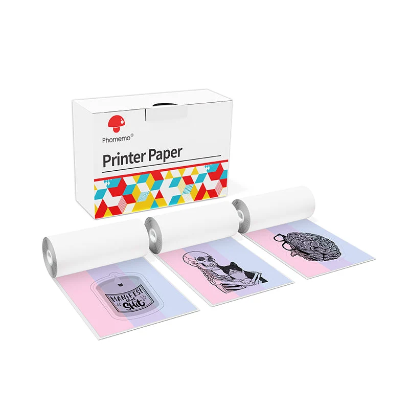Phomemo 53mm Pure Color Thermal Adhesive Rainbow Paper for M02/M02S/M02Pro/M03/M03AS/M04S/M04AS/M832 | 3 Rolls
