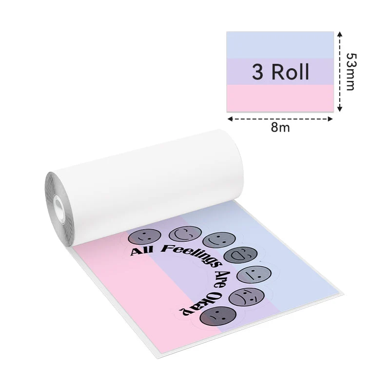 Phomemo 53mm Pure Color Thermal Adhesive Rainbow Paper for M02/M02S/M02Pro/M03/M03AS/M04S/M04AS/M832 | 3 Rolls